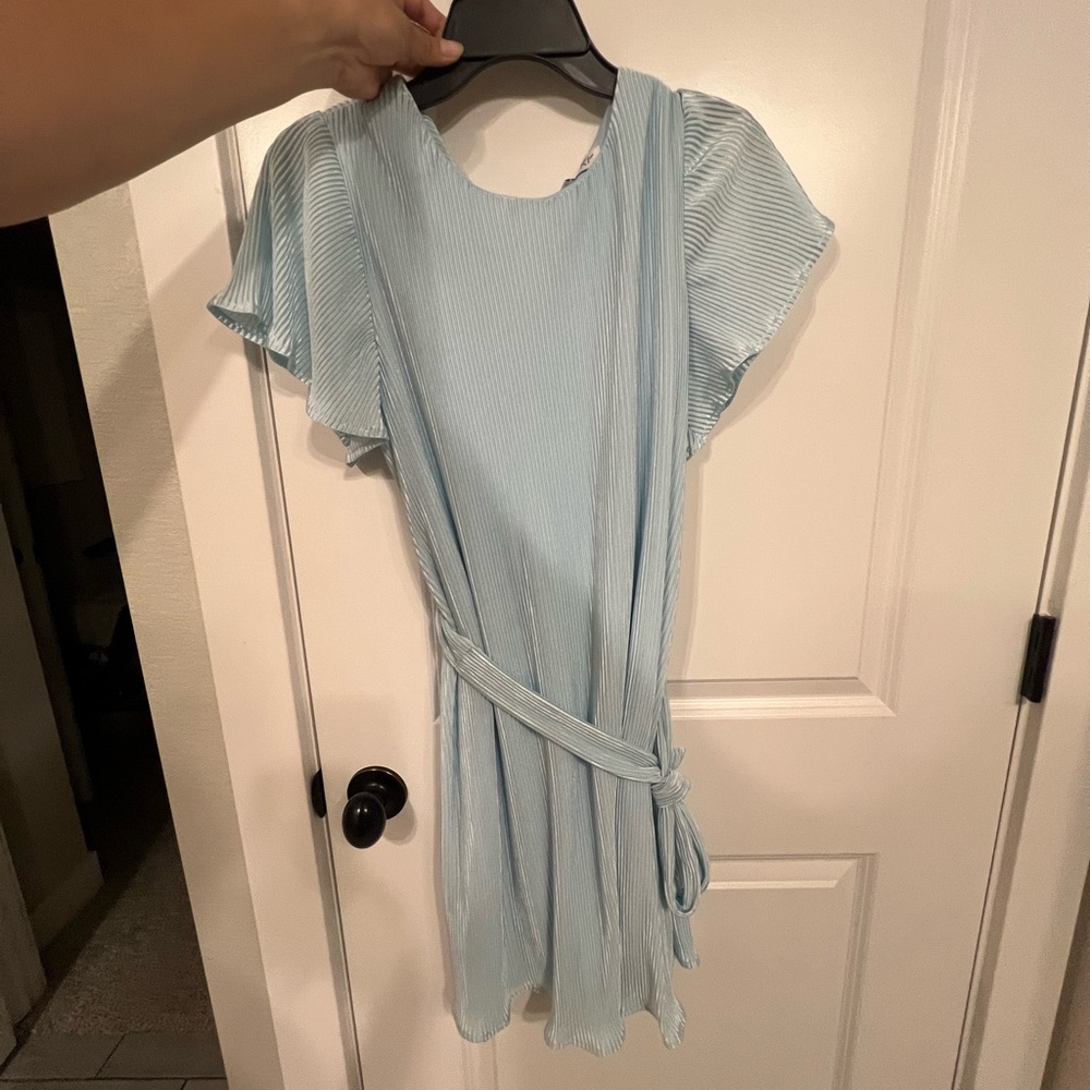 She + Sky Soft Blue Textured Dress